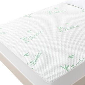 Full Bamboo White Mattress Protector
